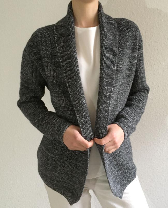 Schalkragenjacke,  anthrazit - natur meliert